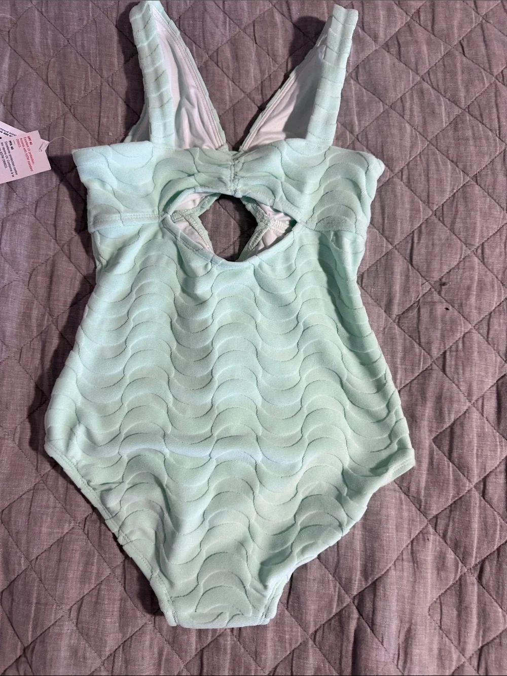 Old Navy Mint Green Kids One-Piece Swimsuit with Front Keyhole